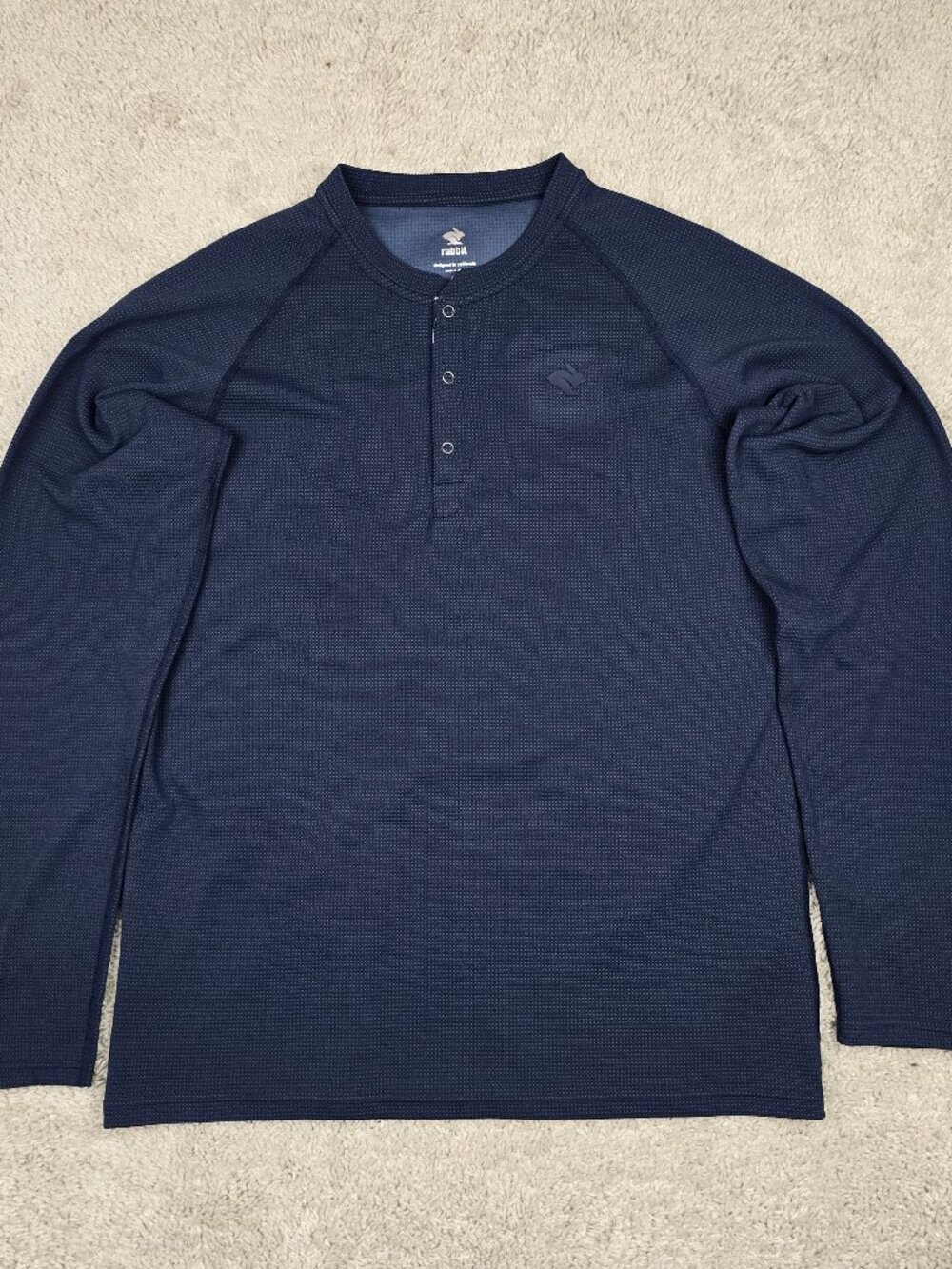 rabbit Running Country Henley Mens size XL Blue Long Sleeve Running Shirt Gym US